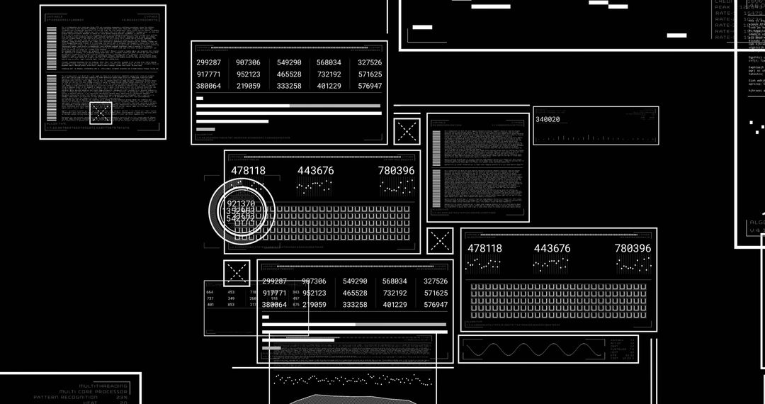 Digital Dashboard Interface with Floating GUI Panels