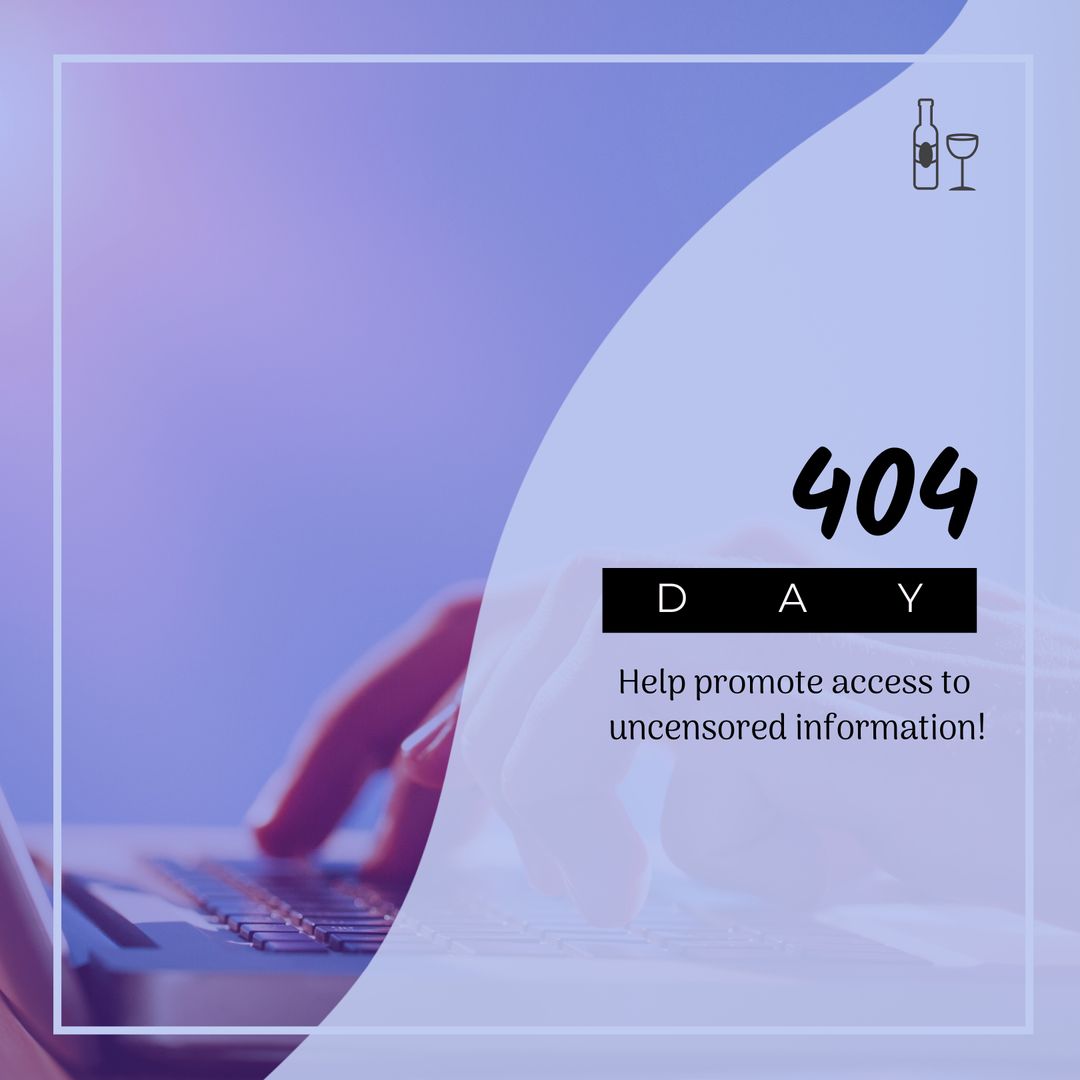 404 Day Theme Graphic with Hands Typing on Keyboard