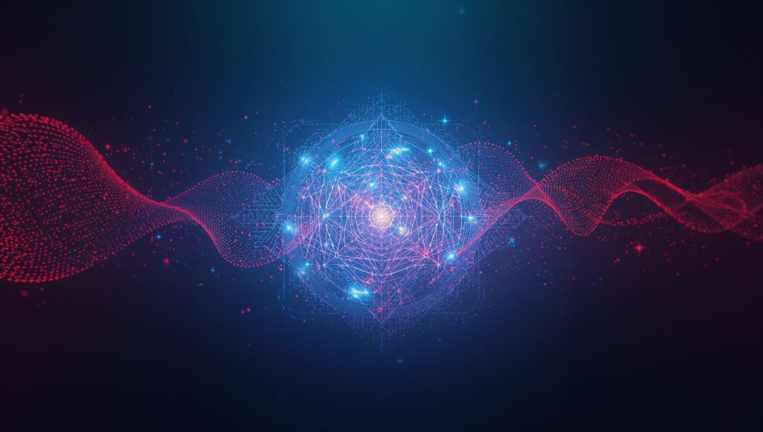 Futuristic Cyberspace Sphere with Red Waveform