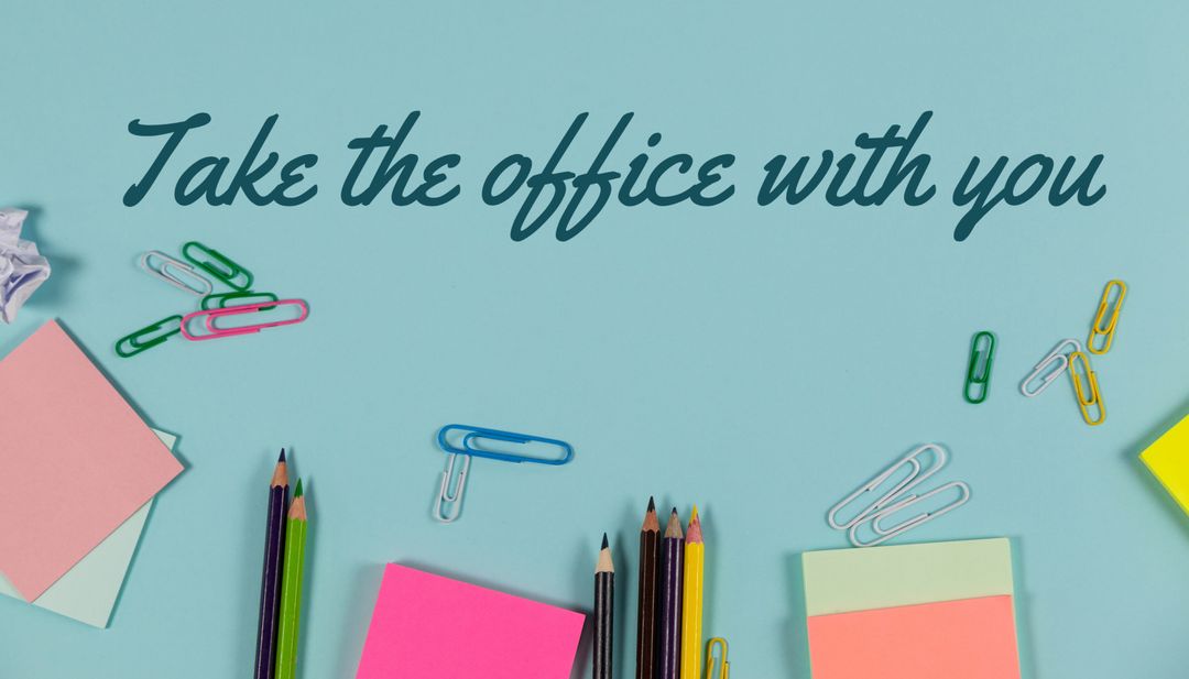 Colorful Office Supplies Promoting Remote Work Solutions