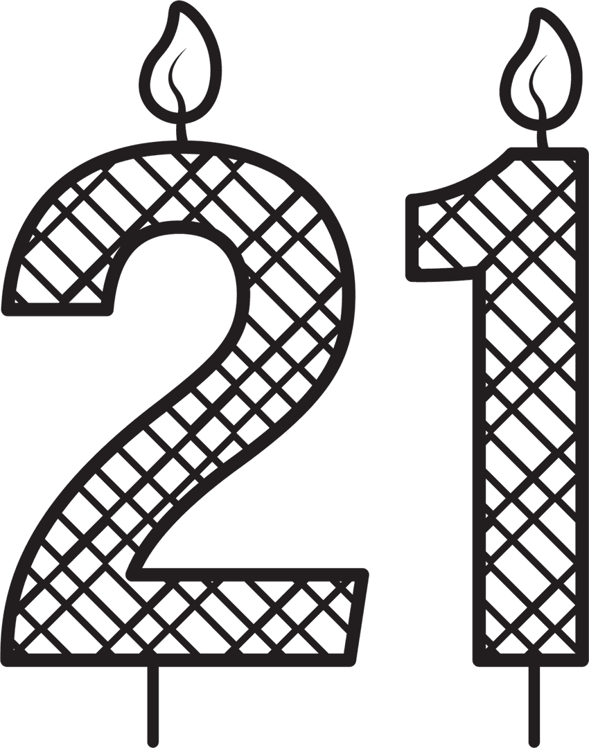 Transparent Number 21 Candles Illustration for Celebrations