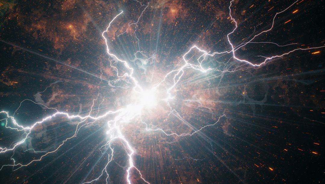 Cosmic Energy Burst with Electromagnetic Lightning Arcs