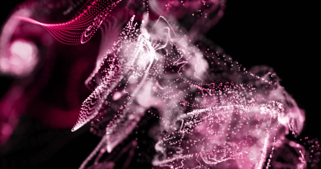 Magenta Particle Stream Swirling Into Glowing Ribbon of Neon Dots and Filament Motion