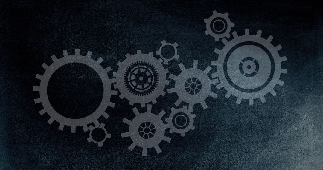 Grey Gears on Dark Background Symbolizing Mechanism