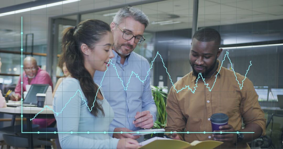 Collaborative Discussion Over Stock Market Graph in Modern Office