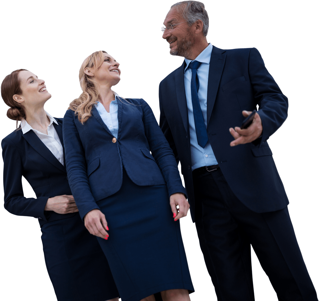 Transparent Business Professionals Discussing Strategy Confidently