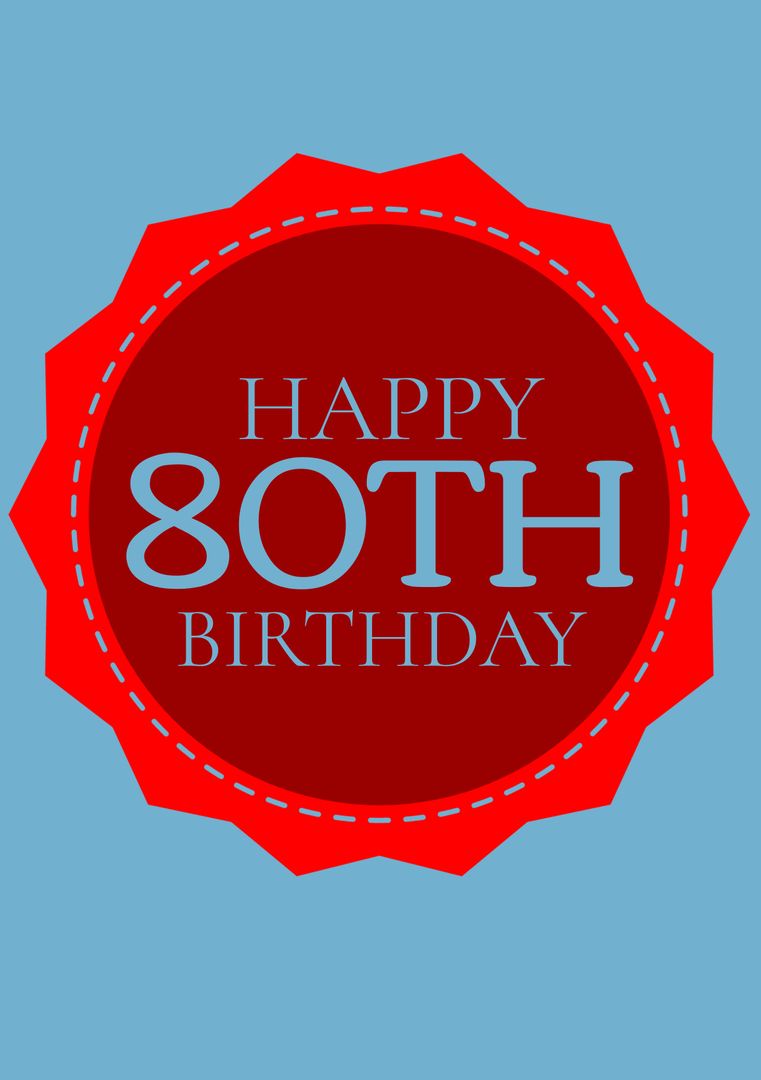 Happy 80th Birthday Banner with Red Badge on Blue Background - Download Free Stock Templates Pikwizard.com