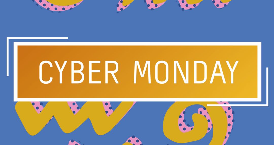 Cyber Monday Colorful Banner with Retro Shapes