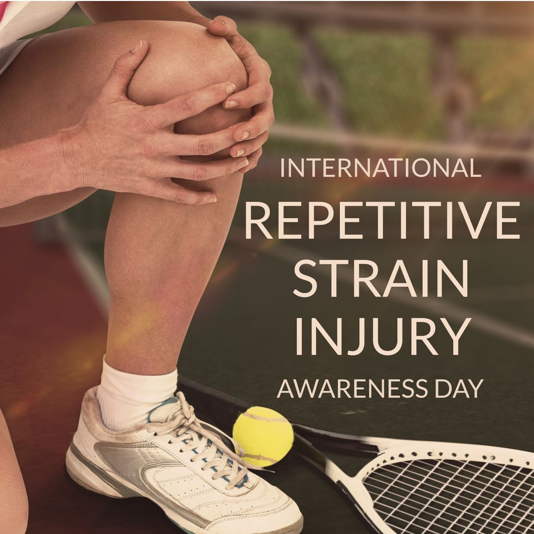 Tennis Player Holding Knee for Repetitive Strain Injury Awareness - Download Free Stock Templates Pikwizard.com