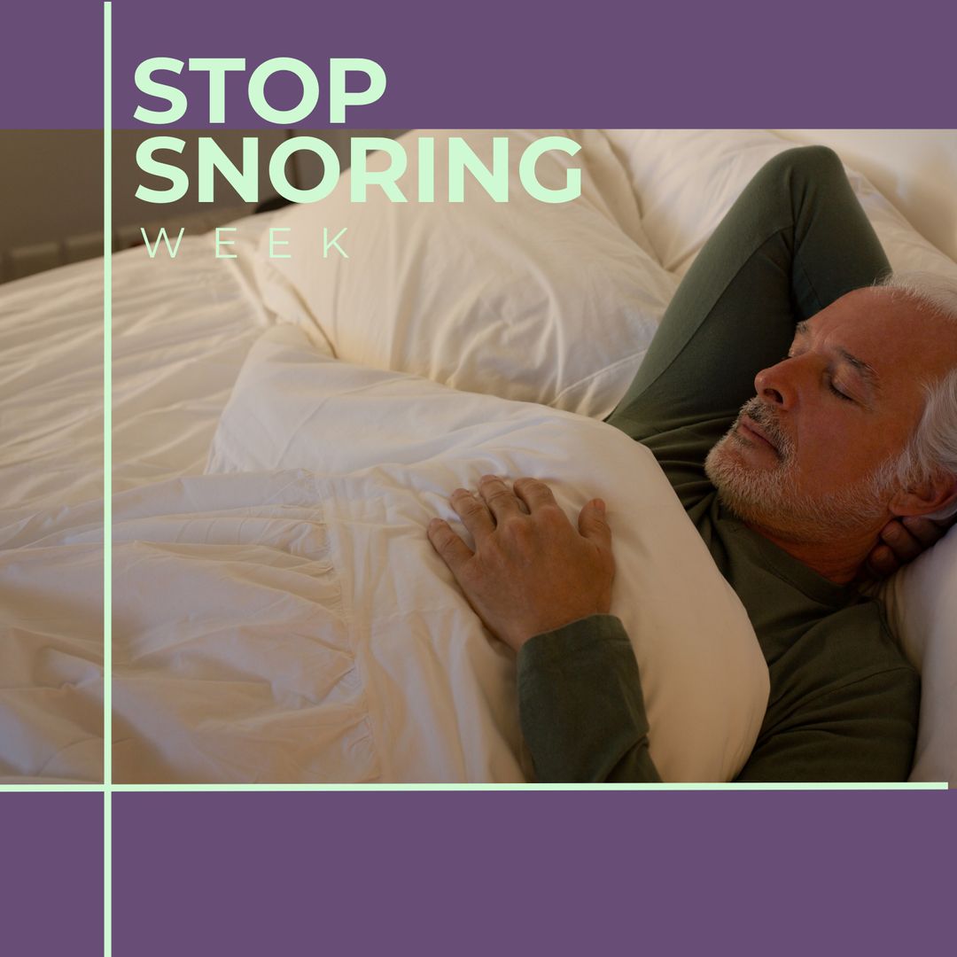 Elderly Man Sleeping Peacefully Emphasizing Stop Snoring Wellness Week