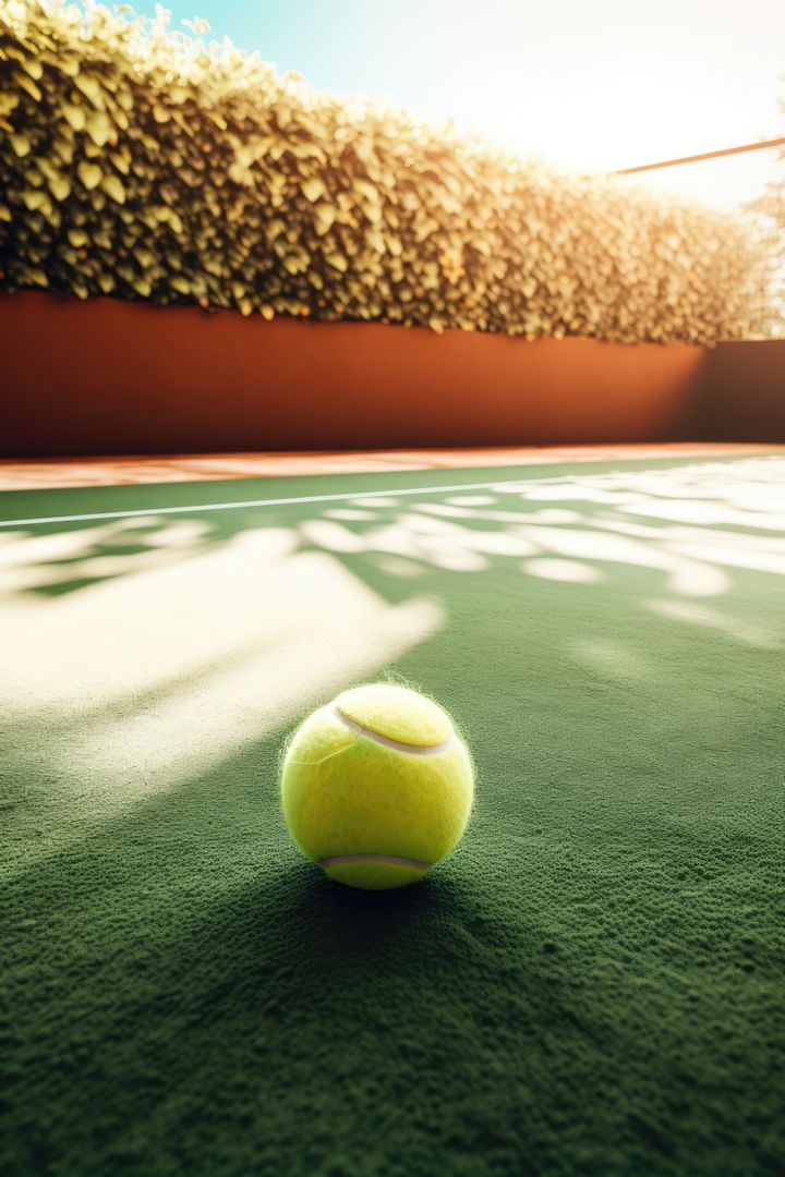 Close up of green tennis ball lying on tennis court created using generative ai technology - Free Images, Stock Photos and Pictures on Pikwizard.com