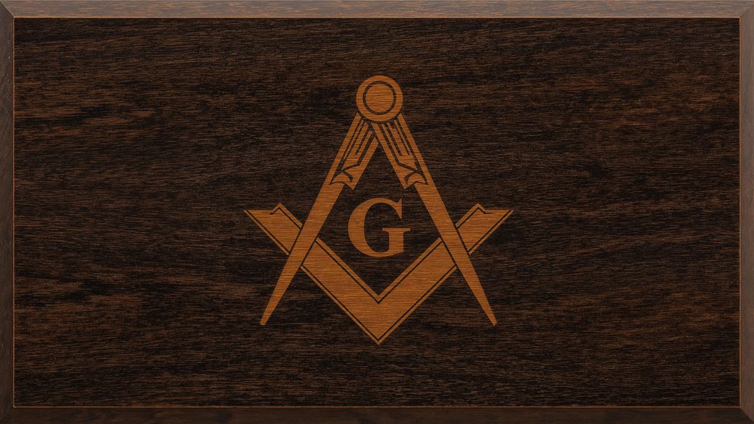 Masonic Symbol on Rustic Wooden Background Emblem of Legacy
