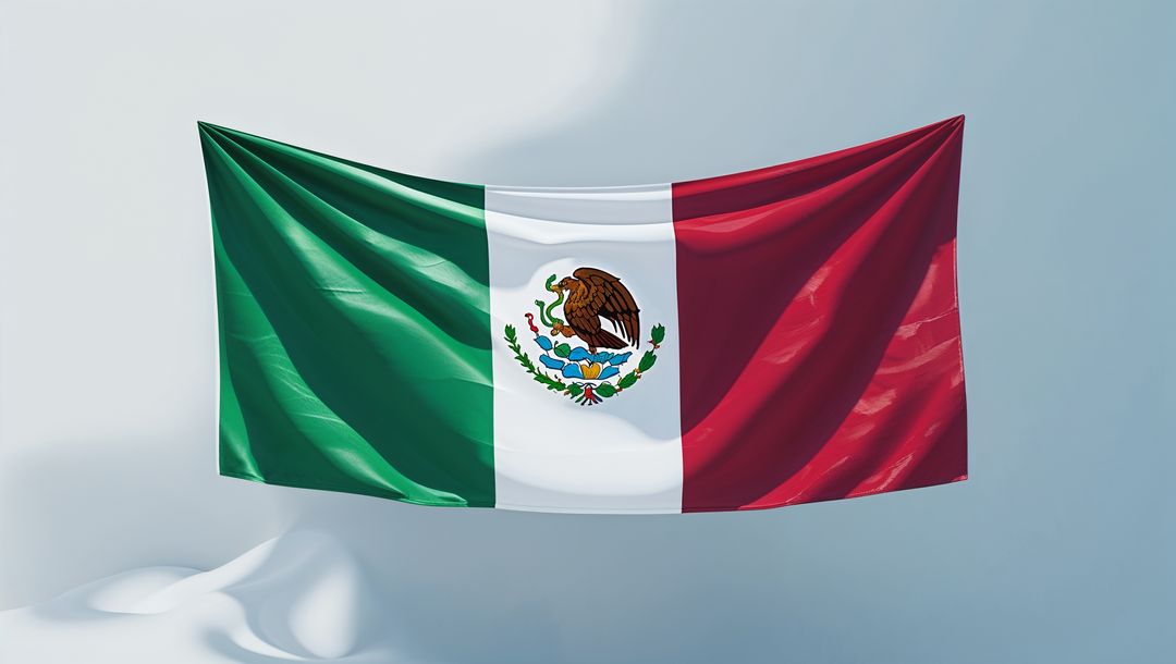 Mexican Flag Waving Against Gradient Background