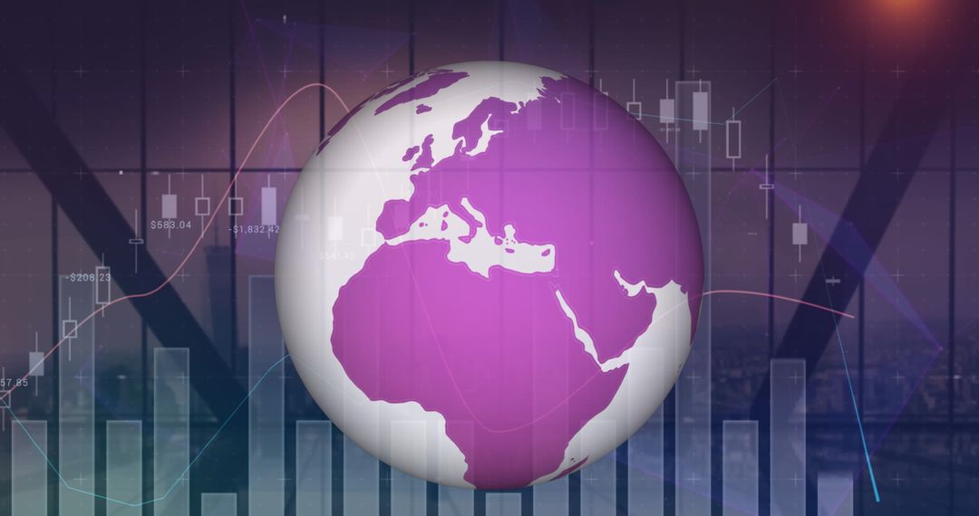 Digital Globe Over Energetic Stock Market and Data Visualization