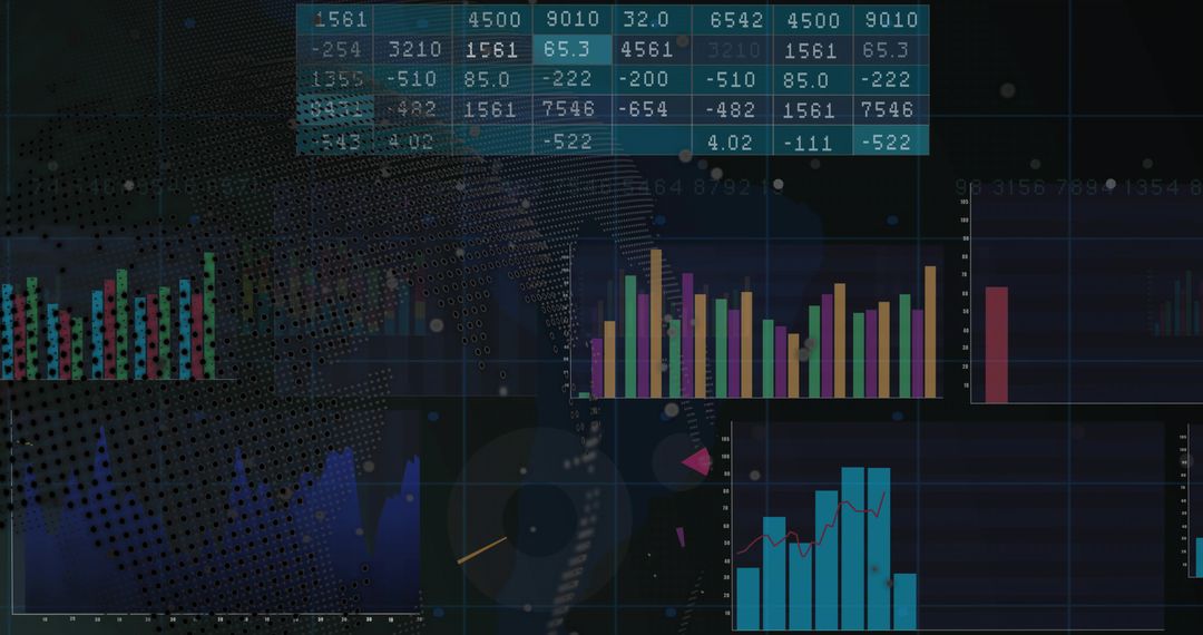 Futuristic Data Dashboard with Graphs and Numeric Visuals