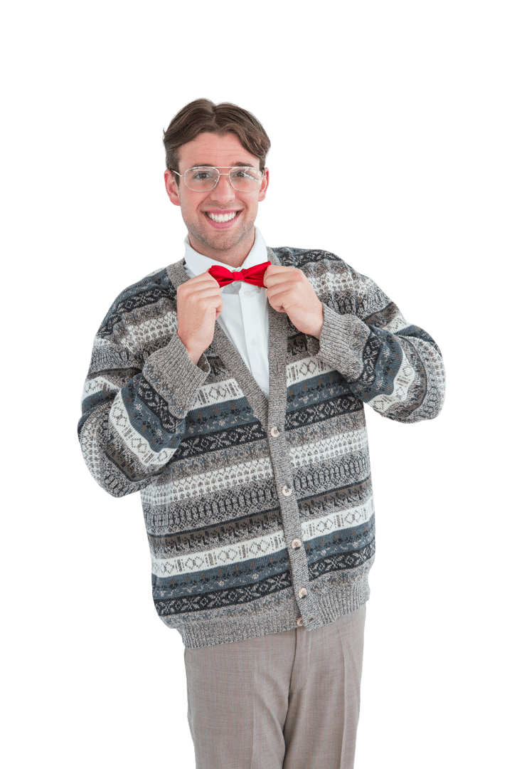 Transparent Happy Geek in Wool Cardigan