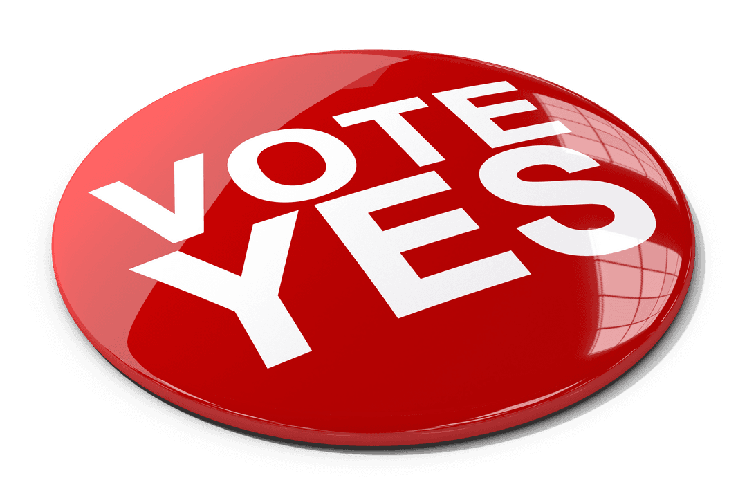 Transparent Background Red Vote Yes Button Graphic