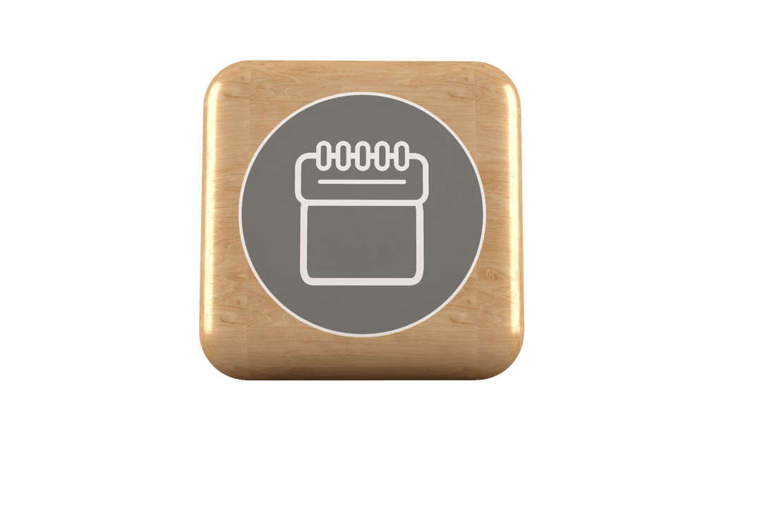 Transparent Notebook Icon on Wooden Cube Vector Style