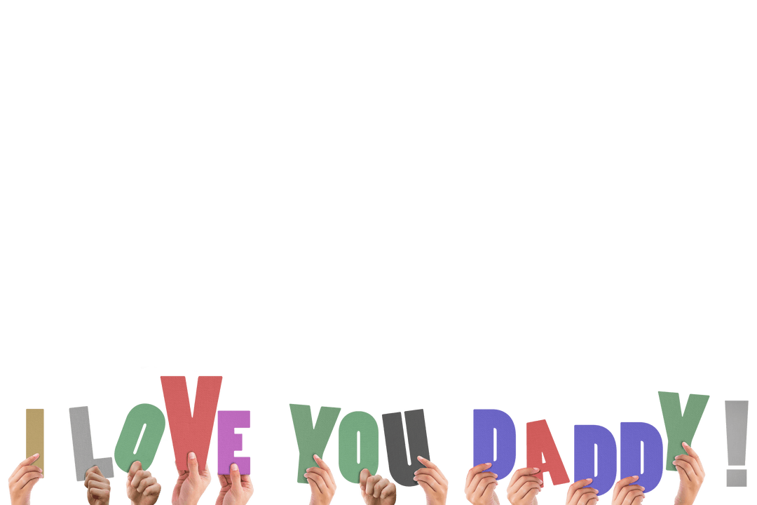 Transparent Hands Holding Colorful Father's Day Message