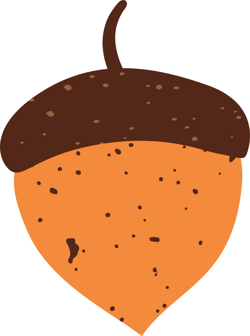 Stylized Acorn Illustration on Transparent Background
