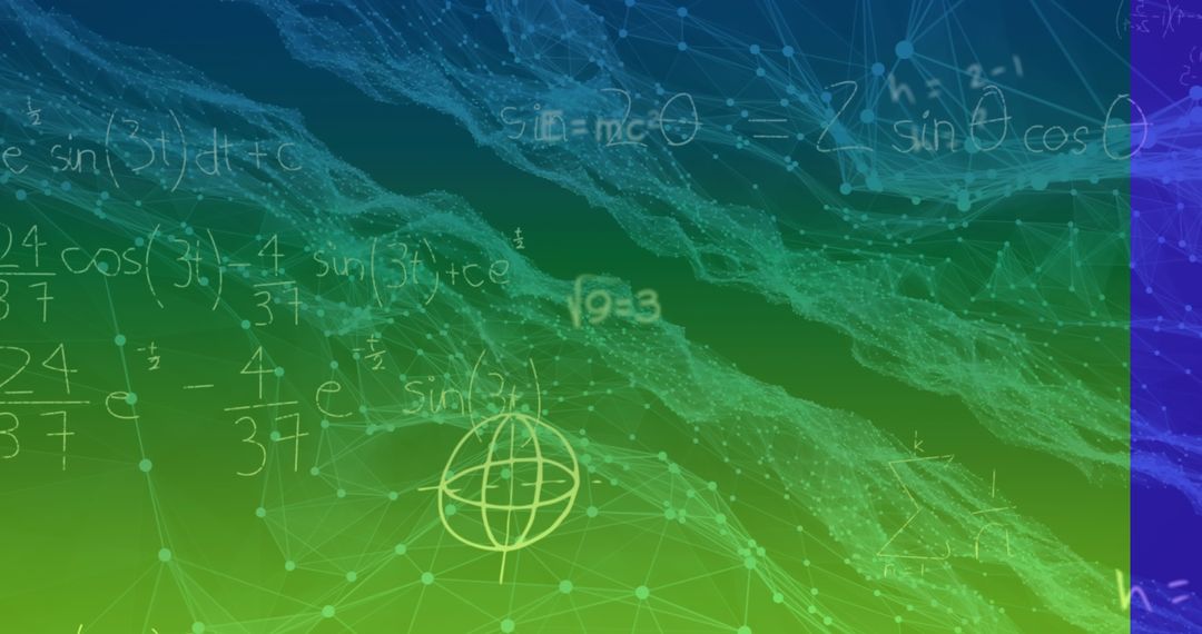 Complex Mathematical Equations with Digital Network Background