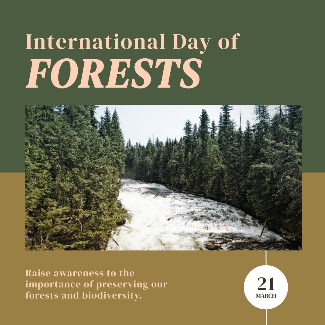 International Day of Forests Awareness Campaign With River and Tree Background - Download Free Stock Templates Pikwizard.com