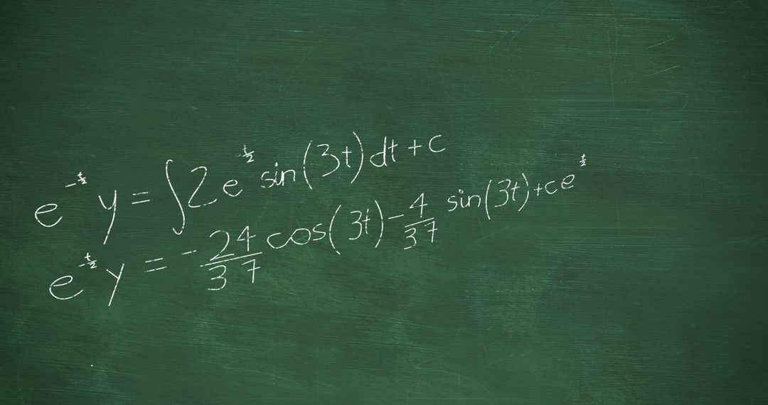 Math Equations on Chalkboard with Complex Integrals