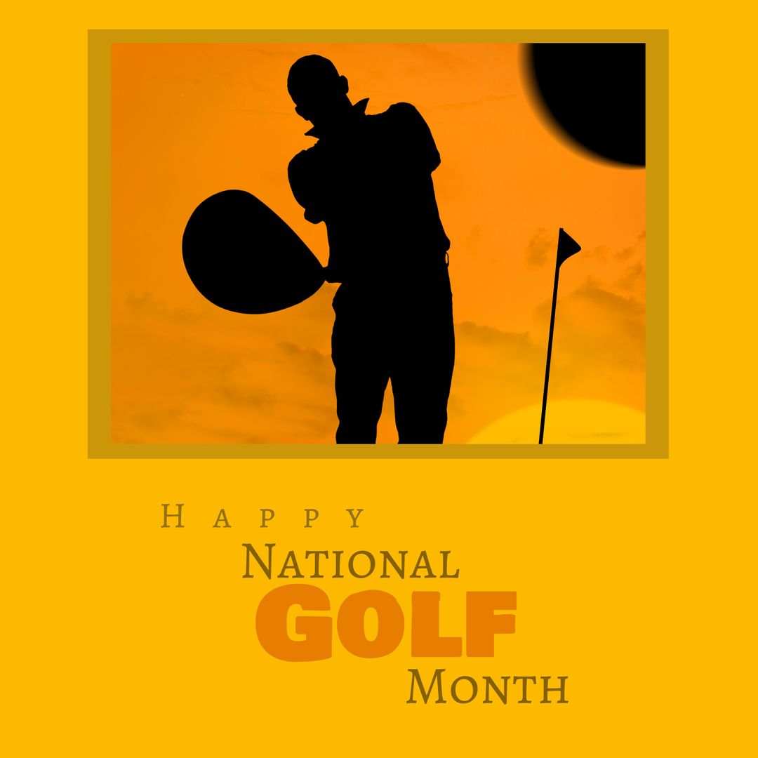 Celebrating National Golf Month with Silhouette Golf Player and Modern Design - Download Free Stock Templates Pikwizard.com