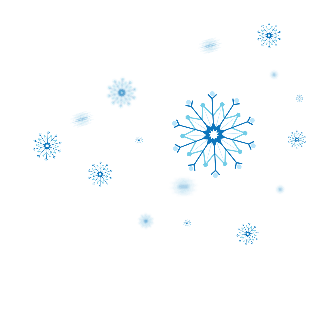 Blue Snowflakes Pattern Isolated on Transparent Background