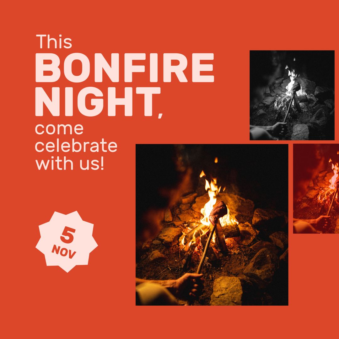 Bonfire Night Celebration Invitation with Campfire Theme