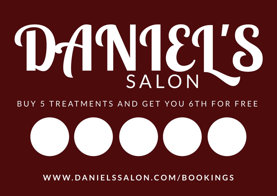 Daniel's Salon Loyalty Card with Promotional Offer and Stamps - Download Free Stock Templates Pikwizard.com