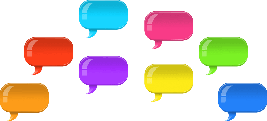 Colorful Transparent Speech Bubbles with Shadow Effects