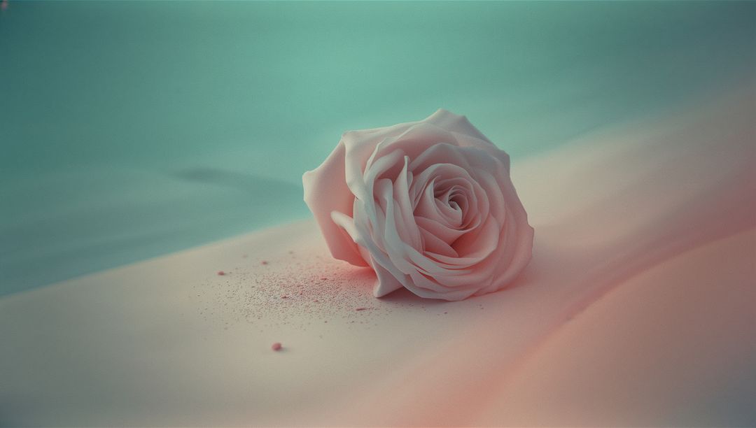 Pale Pink Rose on Soft Pastel Background with Dust Particles
