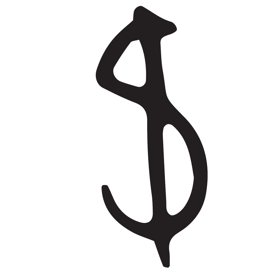 Black Silhouette Dollar Sign on Transparent Background