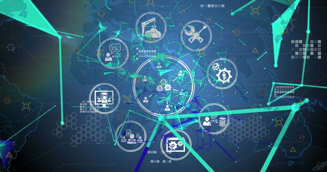 Abstract Digital Interface Displaying Global Connectivity