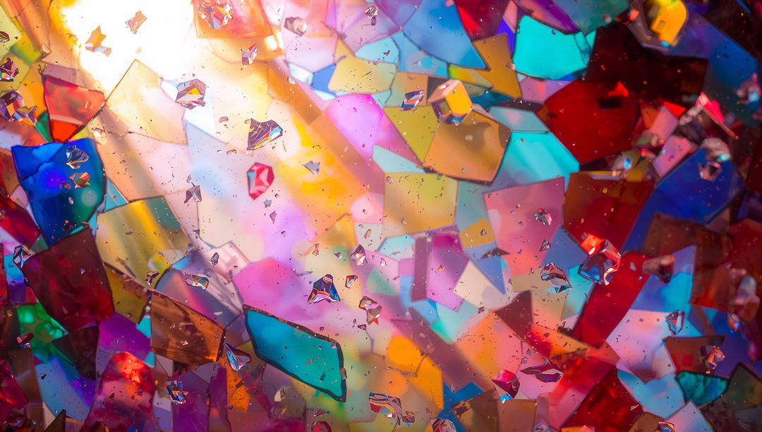 Vibrant Shards of Light Reflecting in Colorful Abstract Mosaic
