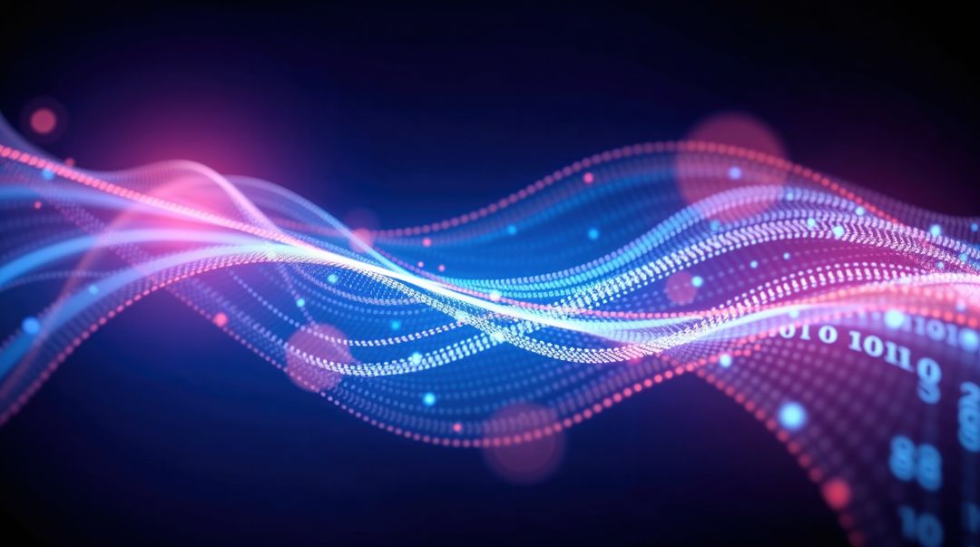 Dynamic Flowing Digital Waves on Dark Background