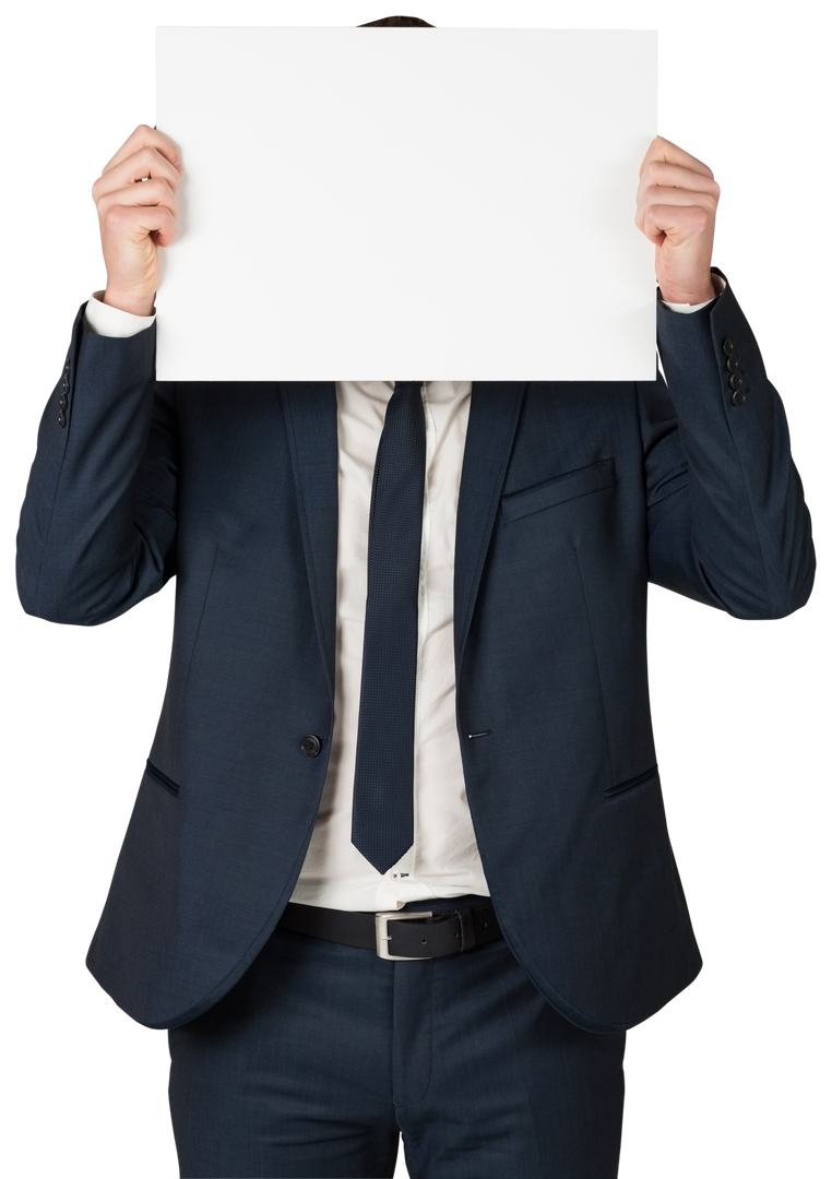 Businessman Holding Blank Transparent Signboard Hidden Face - Download Free Stock Images Pikwizard.com