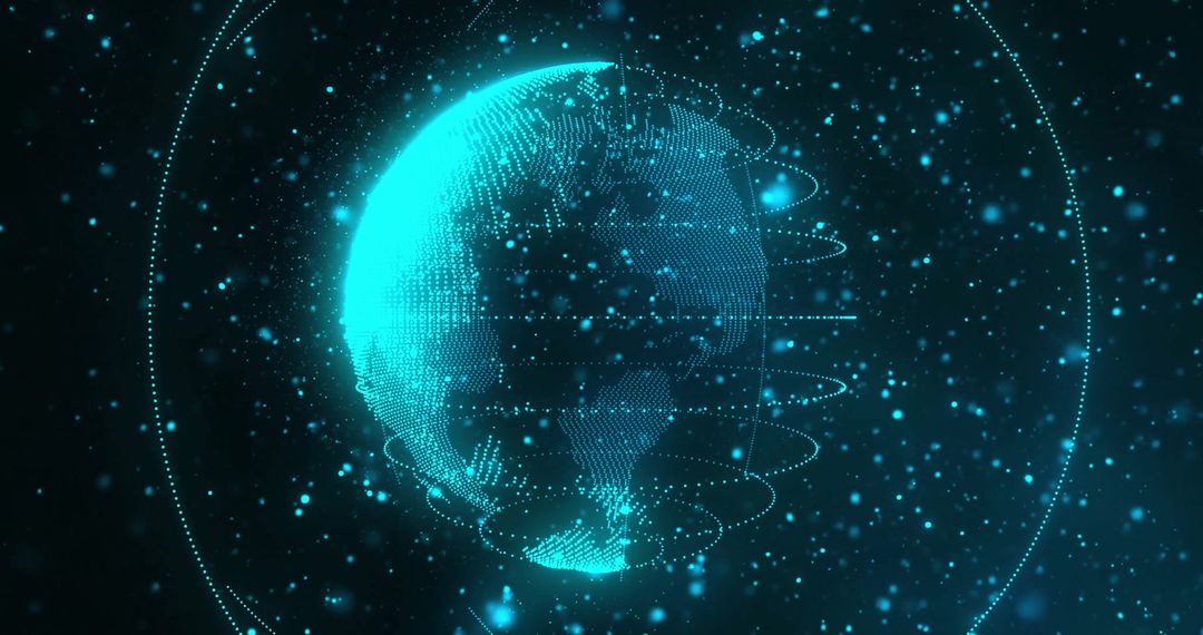 Digital Network Globe with Glowing Connections in Space