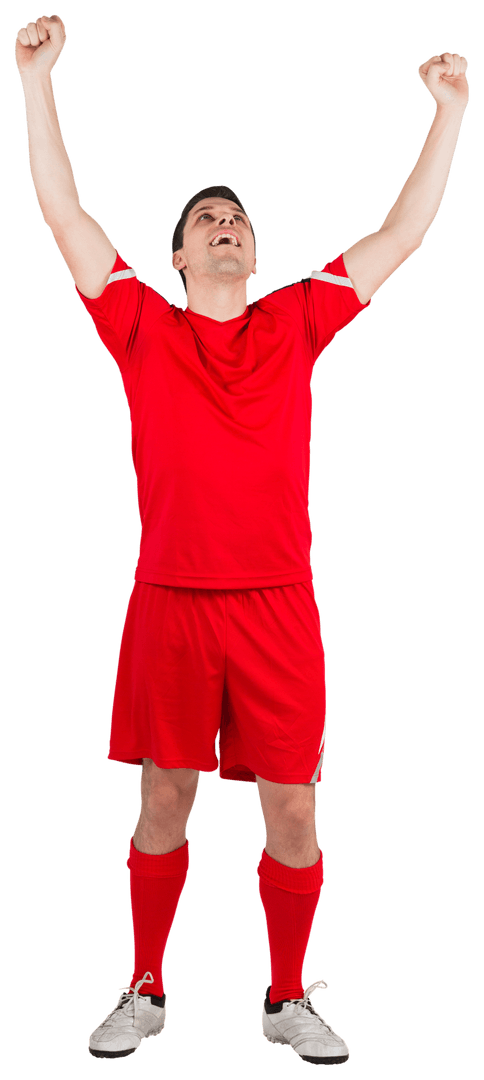 Excited Football Player Cheering in Transparent Background