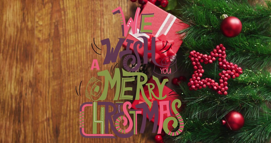 Festive merry christmas wish with decorations