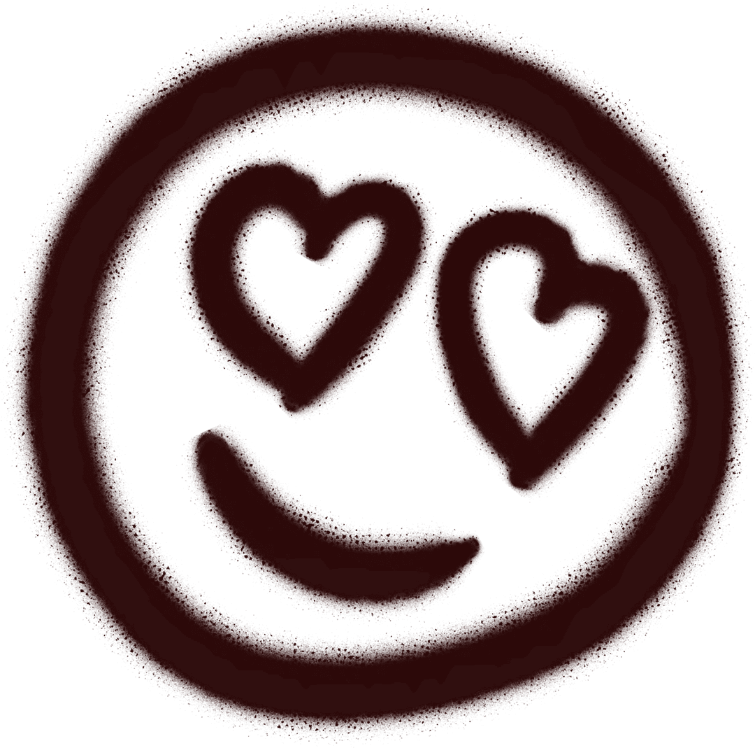 Hand-Drawn Heart Eyes Emoticon Transparent Background