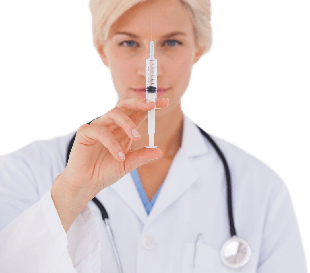 Doctor Holding Syringe Transparent Background Medical Concept
