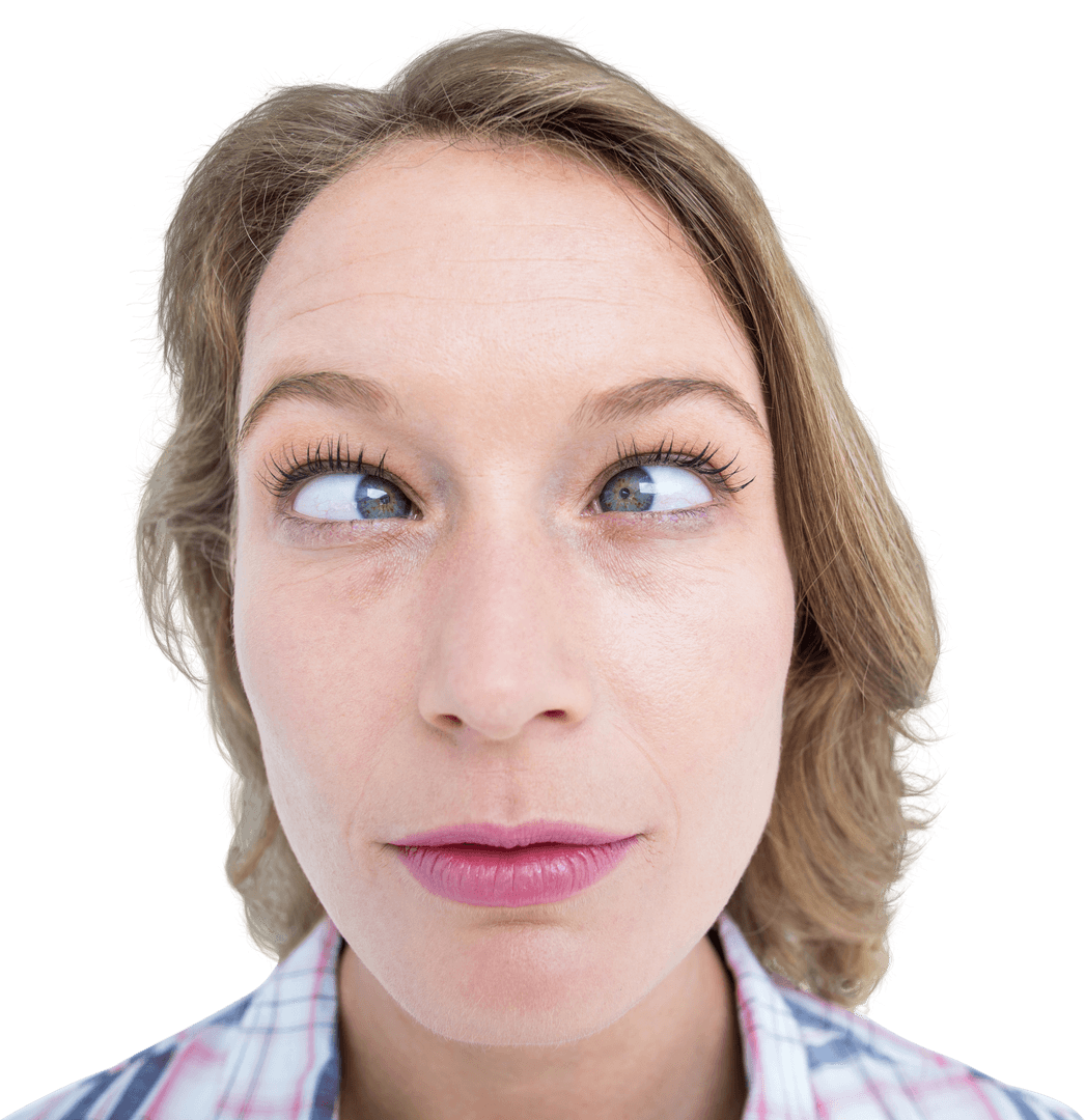 Playful Hipster Woman Making a Wacky Grimace on Transparent Background