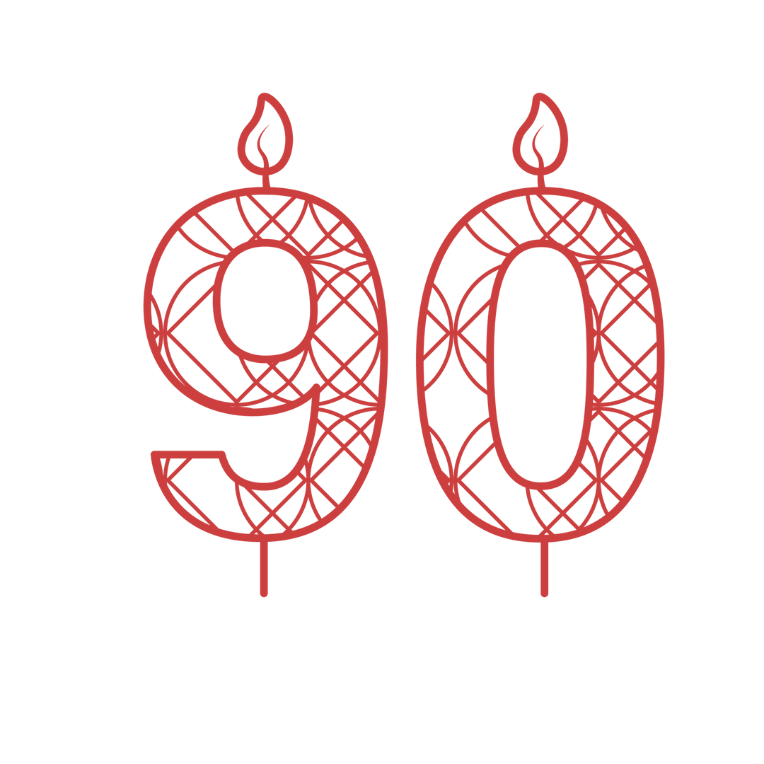 Red Number 90 Birthday Candles Illustration on Transparent Background - Download Free Stock Images Pikwizard.com