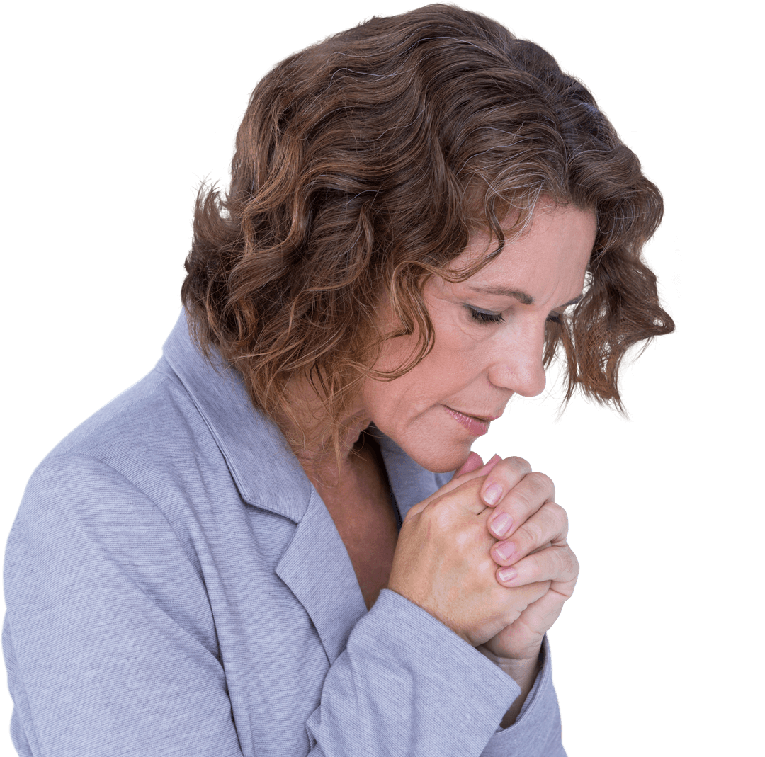 Transparent Background Praying Woman Contemplating Faith