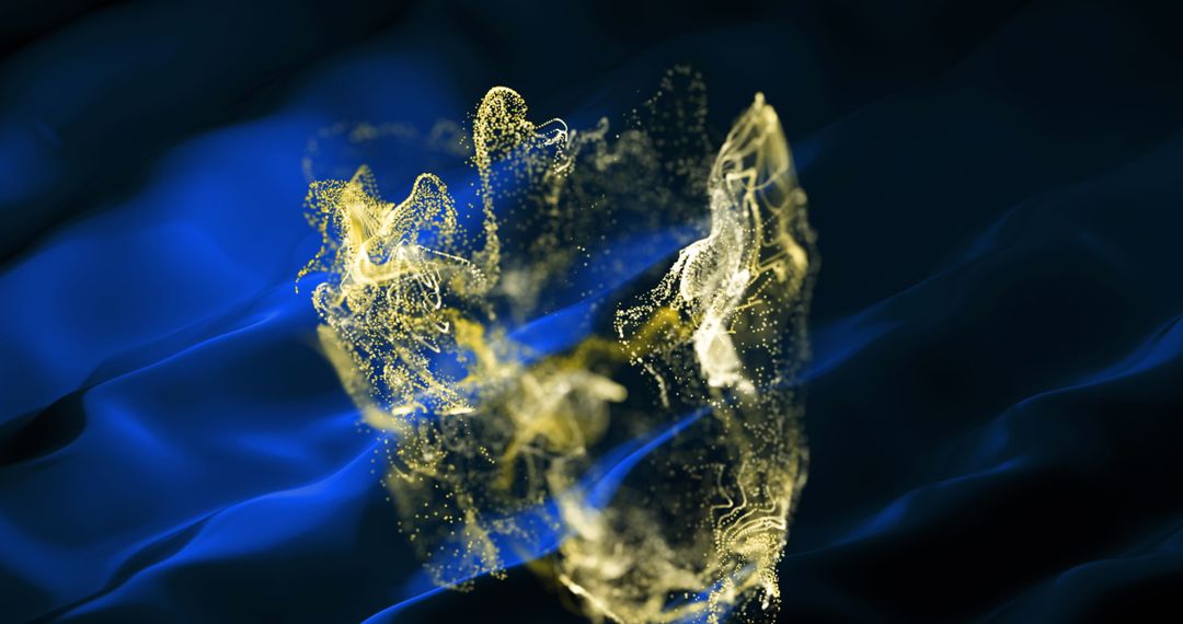Abstract Glowing Particles with Ocean Waves on Dark Background