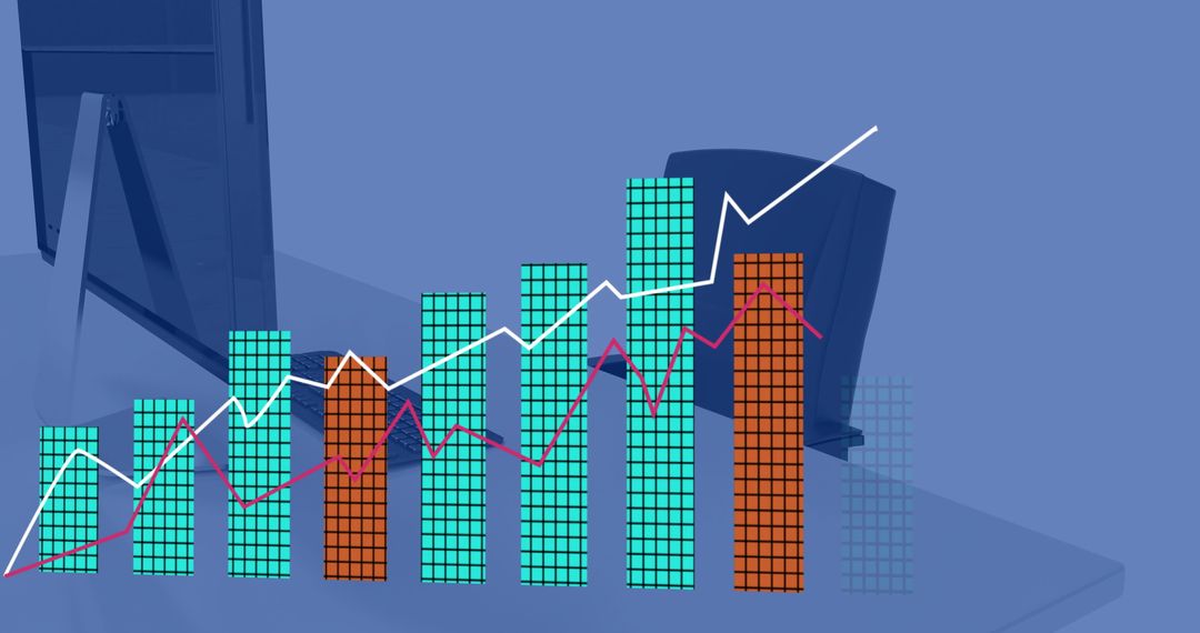 Data Analytics Concept with Bar Graph and Rising Trend Line