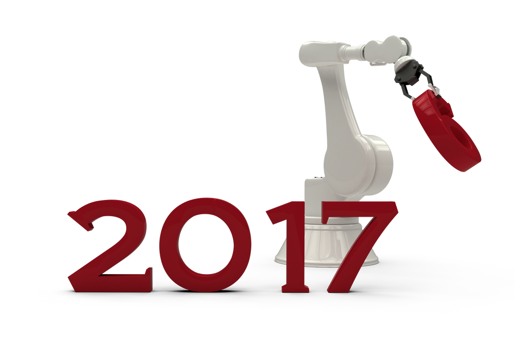 Robotic Arm Holding Red '7' in Transparent 2017 Text - Download Free Stock Images Pikwizard.com