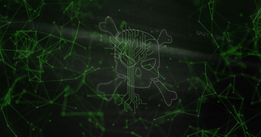 Cyber Security Skull amid Digital Network Connections